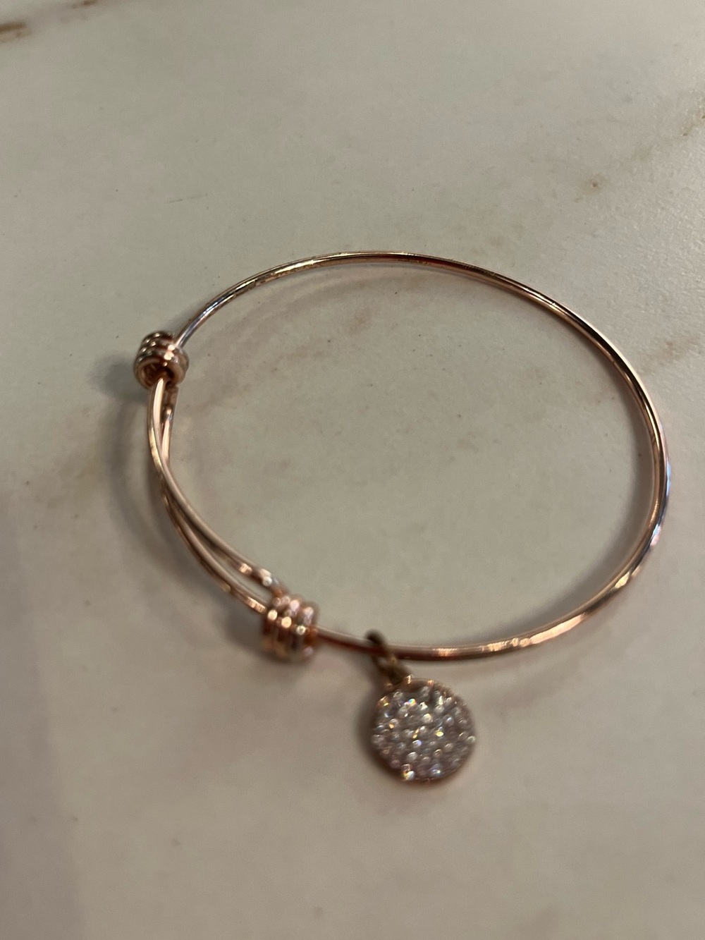 Rose Gold Crystal Pavé Charm Bangle Bracelet - Women Jewelry